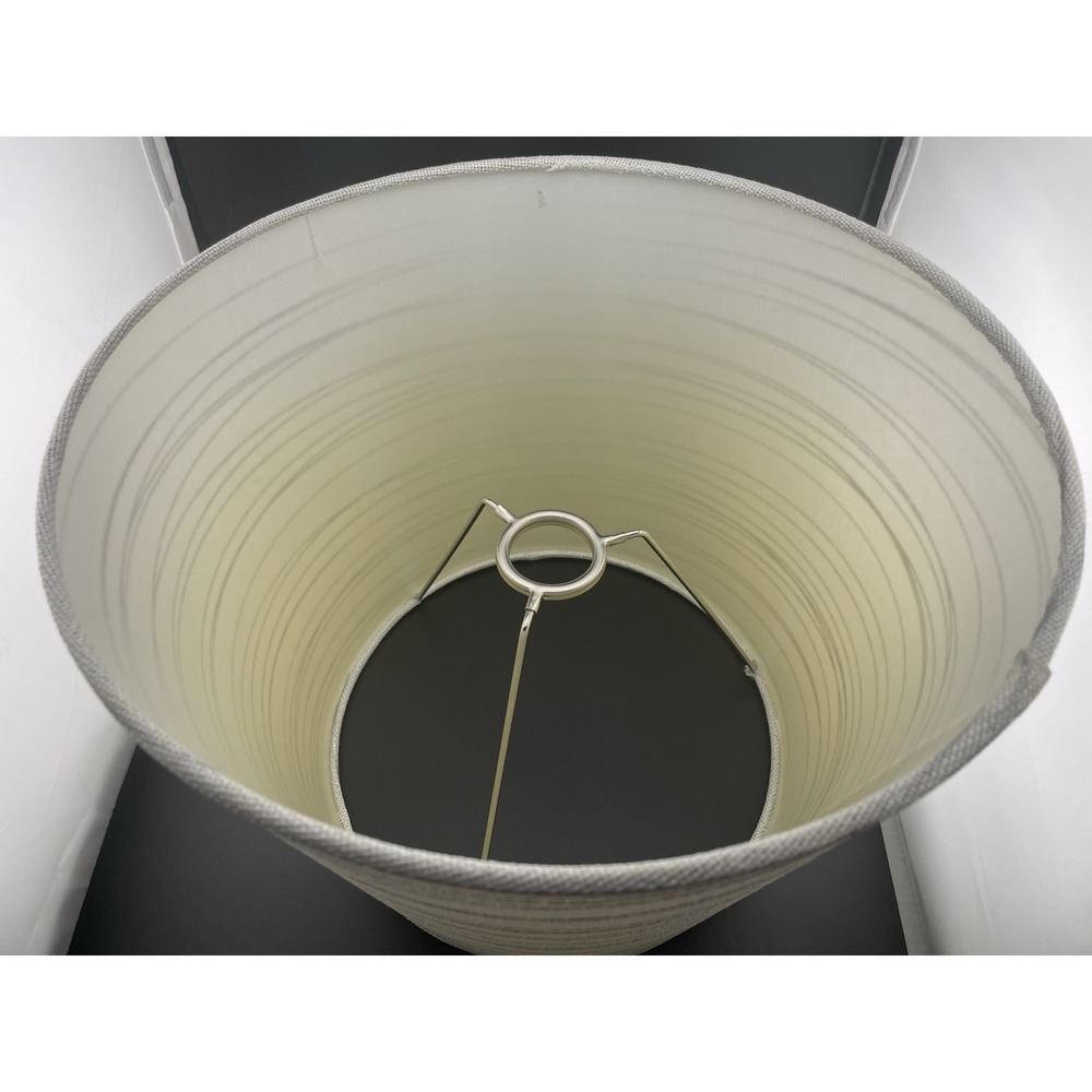 Fabric Lampshade‎ White Off White Silver Metallic Stripe Empire Tapered 9" X 12" - Picture 7 of 11